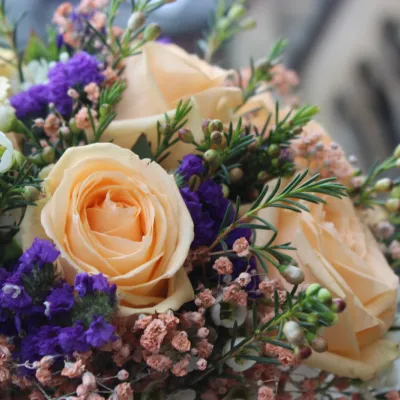Beautiful Peach Roses And Purple Flowers Bouquet 2026 03 16 22 58 59 Utc