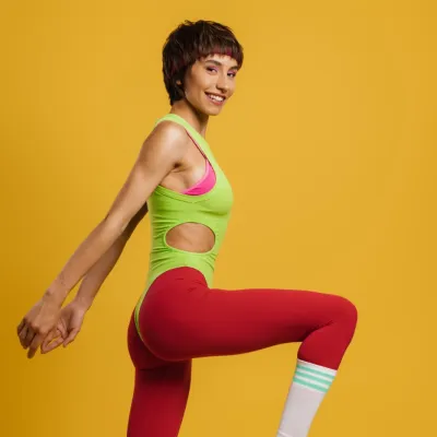 Sporty Woman In Retro Workout Clothes Stretching 2026 03 19 08 11 06 Utc