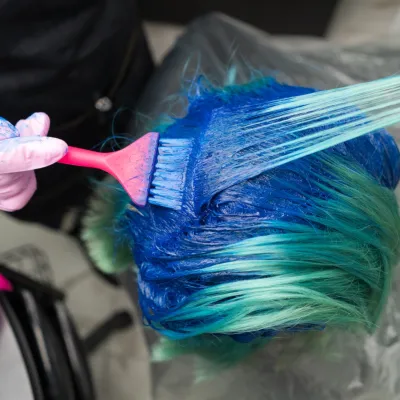 Applying Blue And Green Hair Dye At Salon 2026 03 18 17 42 41 Utc