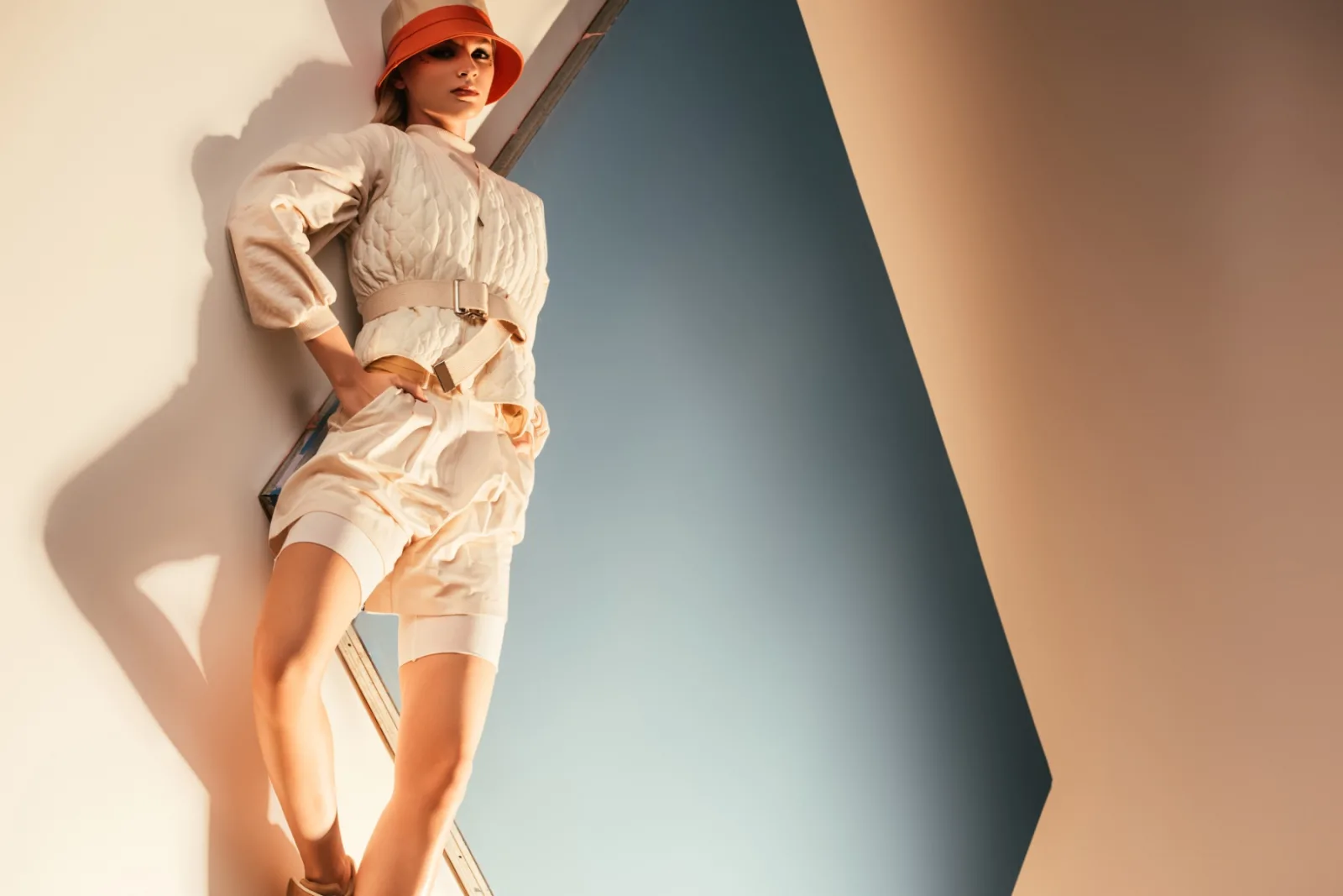 Stylish Woman Posing In Modern Fashion Against Blu 2026 01 06 00 41 03 Utc