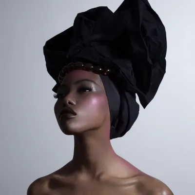 Woman In Chic Black Headdress Poses 2026 03 11 01 00 27 Utc