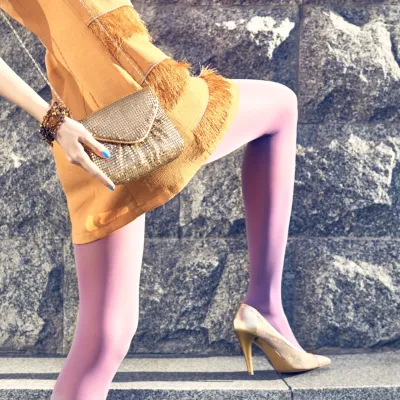 Stylish Woman In Gold Dress And Pink Tights 2026 03 23 23 00 31 Utc